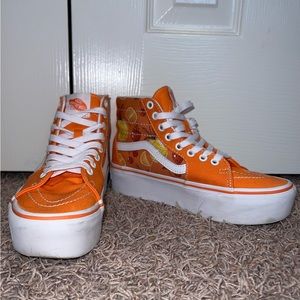 7.5 Orange Fruit Hightop Platform Vans